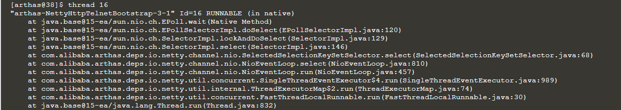 thread id, 显示指定线程的运行堆栈